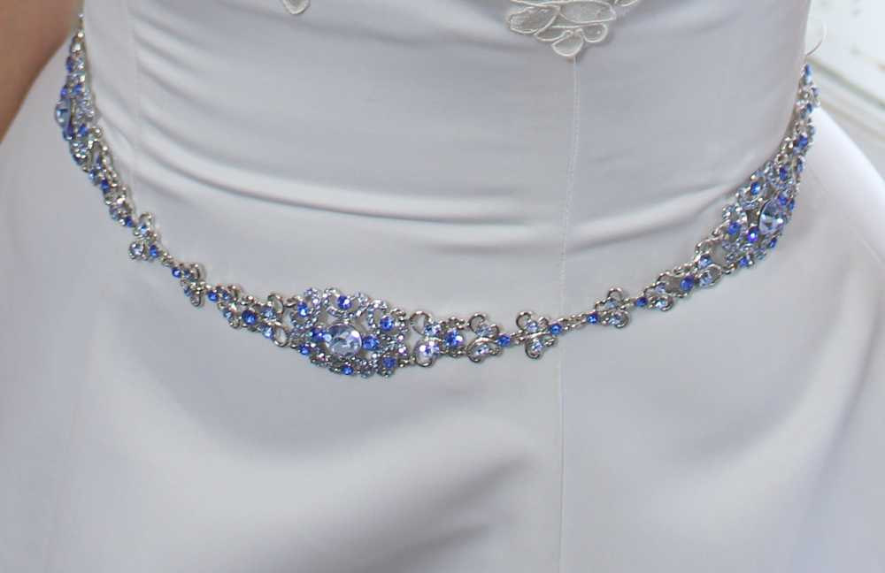 Sophia Vintage Style Rhinestone Bridal Belt Mixed Blue on Luulla